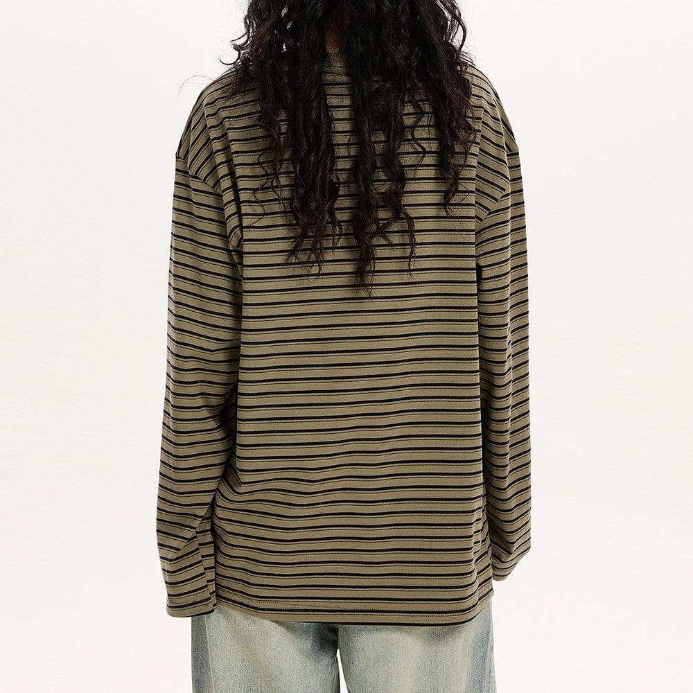 Relaxed Striped Button Up Long Sleeve Top