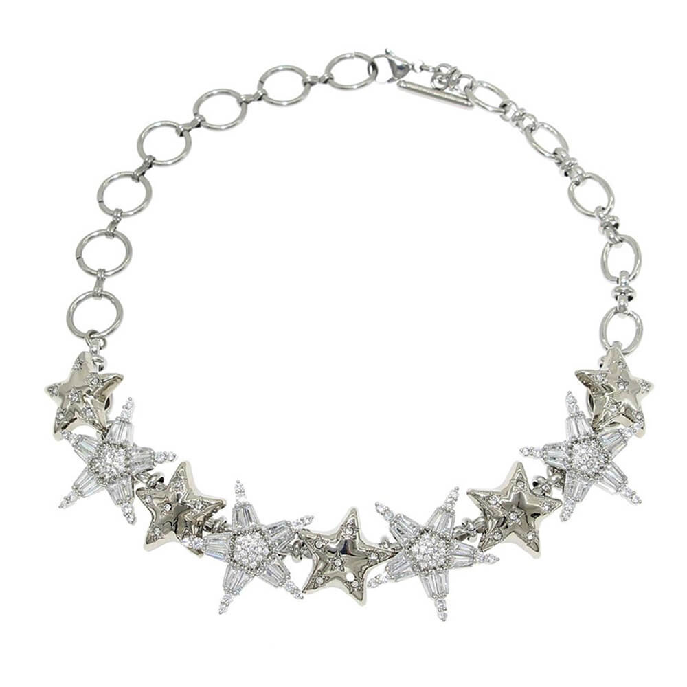 Silver Star Y2K Choker Necklace