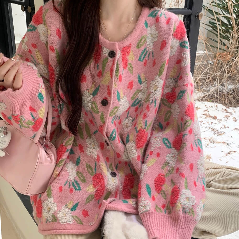 Soft Girl Floral Cardigan