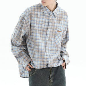Soft Girl Plaid Button-Up Shirt