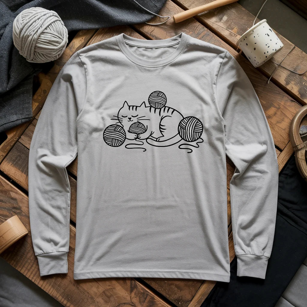 Cat And Yarn Long Sleeve T-shirt