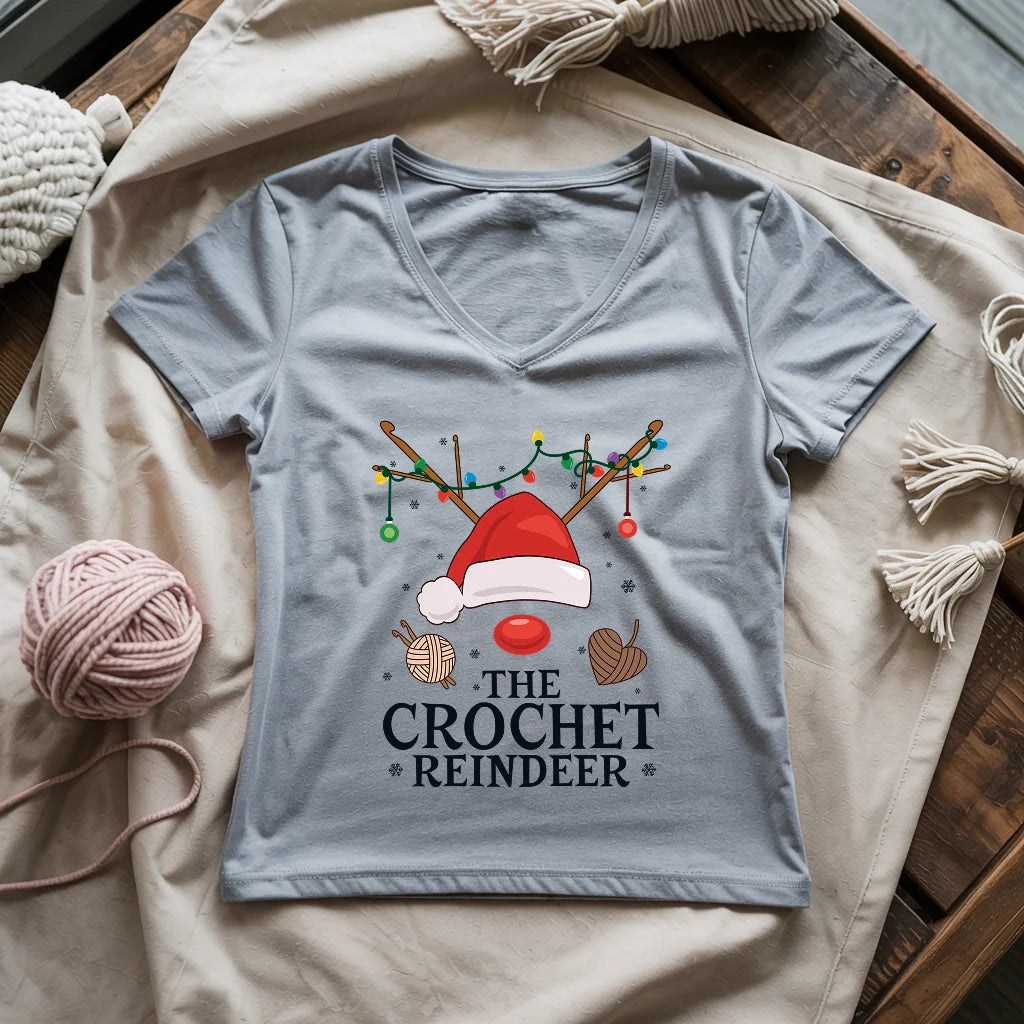 Crochet Reindeer Lady V-neck