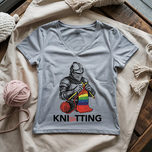Knight Knitting Lady V-neck