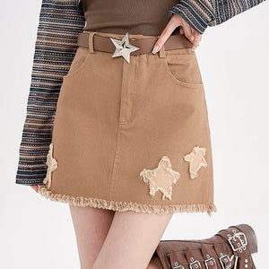 Star Patch Aesthetic Mini Skirt
