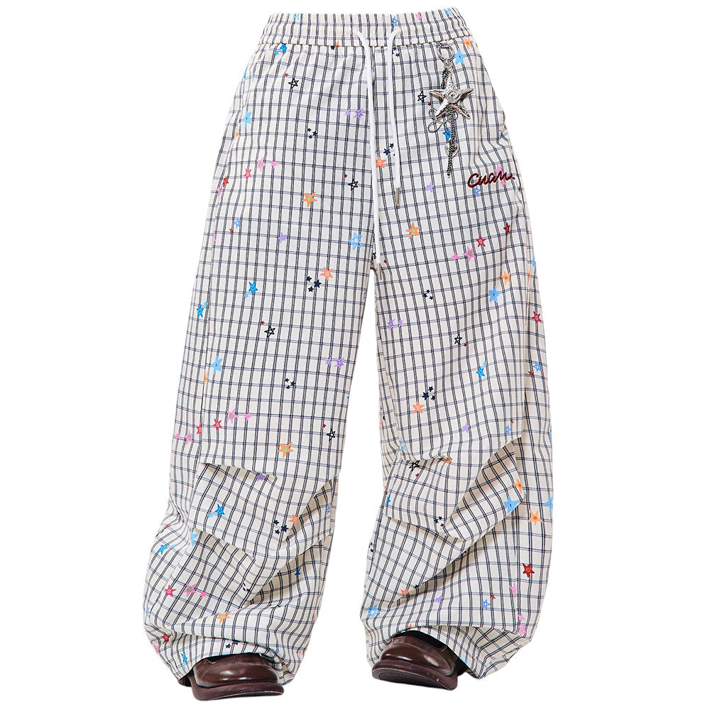 Starry Grid Aesthetic Wide Leg Pants