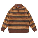 Striped Pattern Grandma Collar Sweater