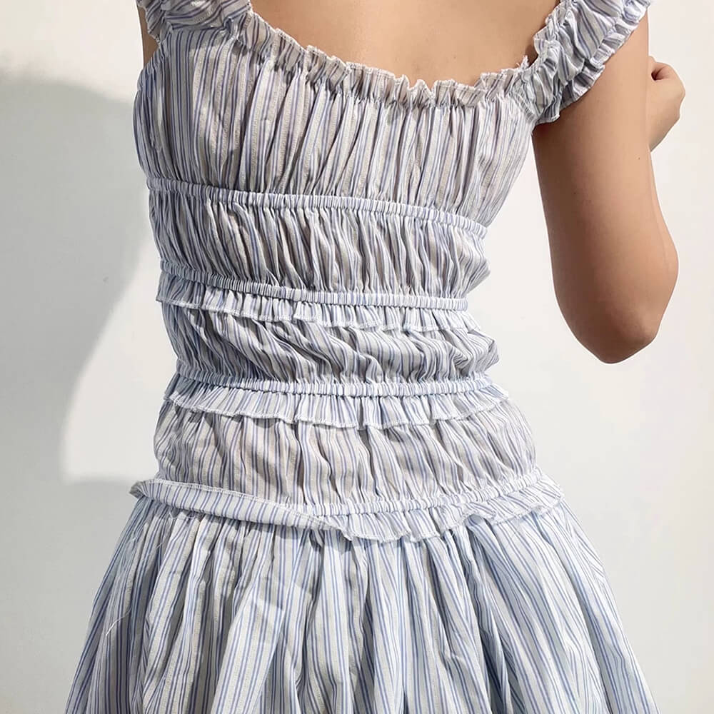 Seaside Striped Ruffle Mini Dress