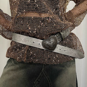 Vintage Aesthetic Heart Buckle Belt