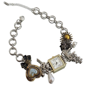 Vintage Clock Charm Choker