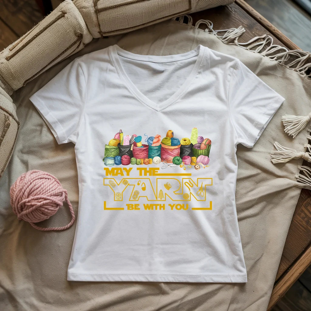 May The Yarn Be With You Lady V-neck