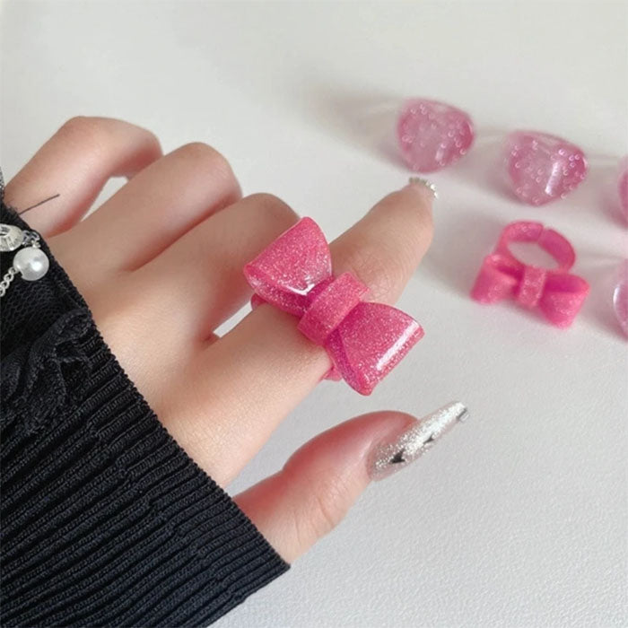 Y2K Glitter Bow Ring